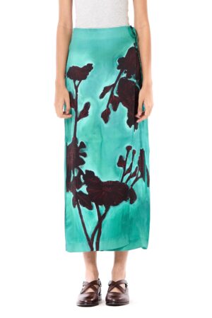 Midi Engineered Print Wrap Skirt