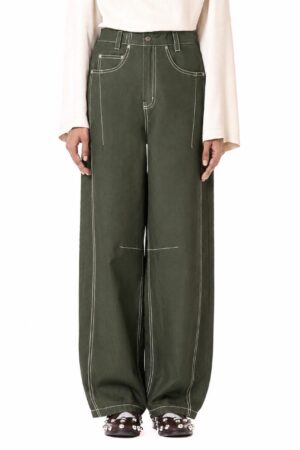 Cropped Barrel Pants Olive