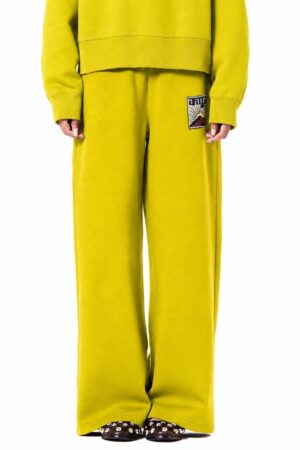 Handcrafted Wide-Leg Sweat Pants Yellow