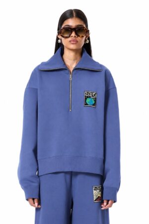 Handcrafted Zip Jumper Dusty Blue