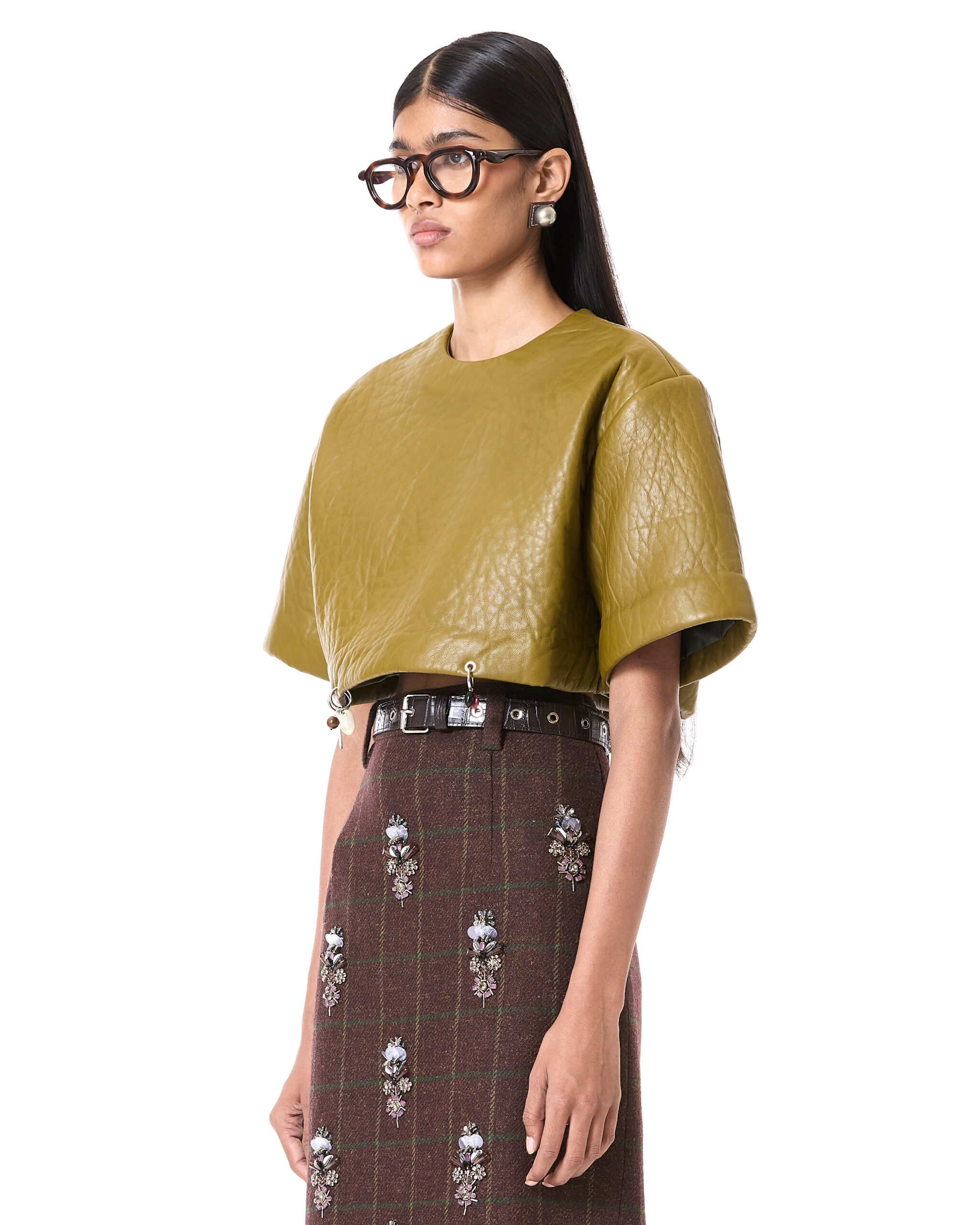 Pierced Crop Top Olive - Image 2