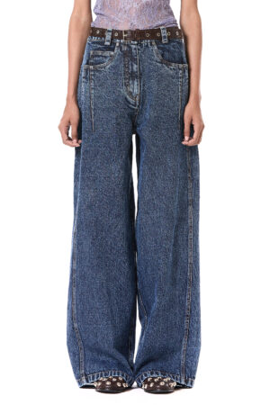 Panelled Wide-Leg Jeans Blue