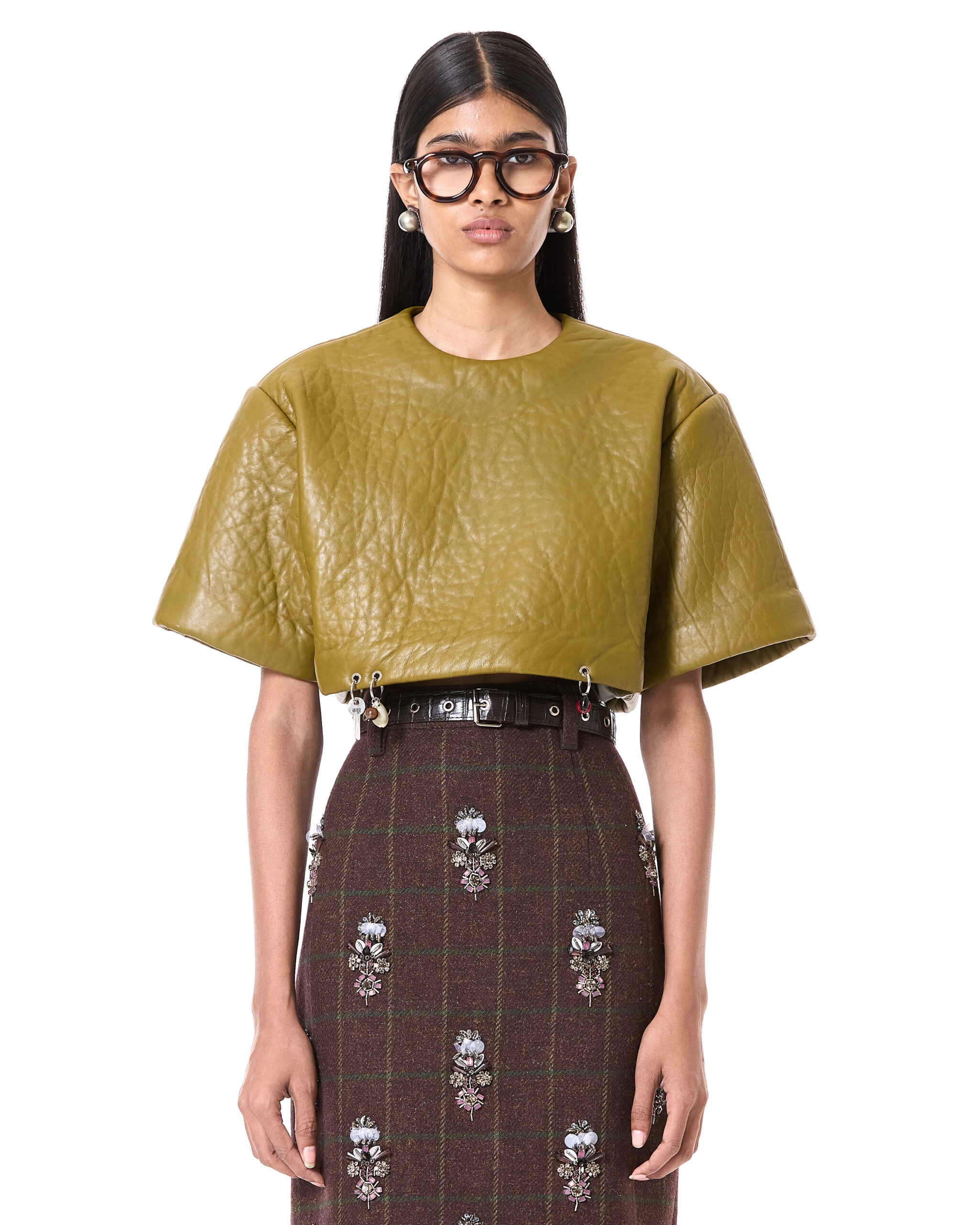 Pierced Crop Top Olive