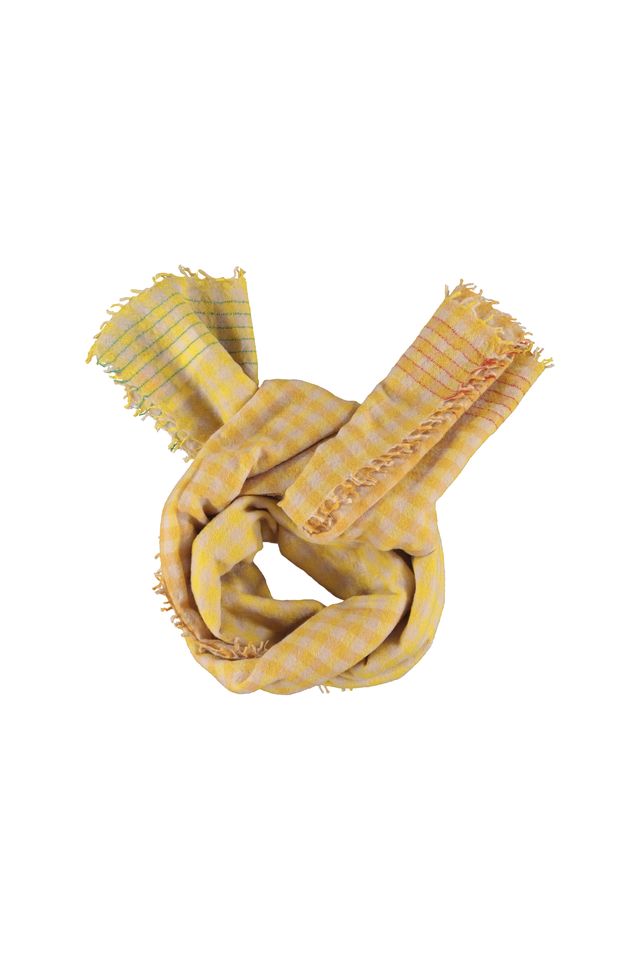 SCARF YELLOW CHECKERED W/ CONTRASTING THREAD - Image 3