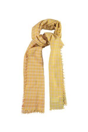 SCARF YELLOW CHECKERED W/ CONTRASTING THREAD