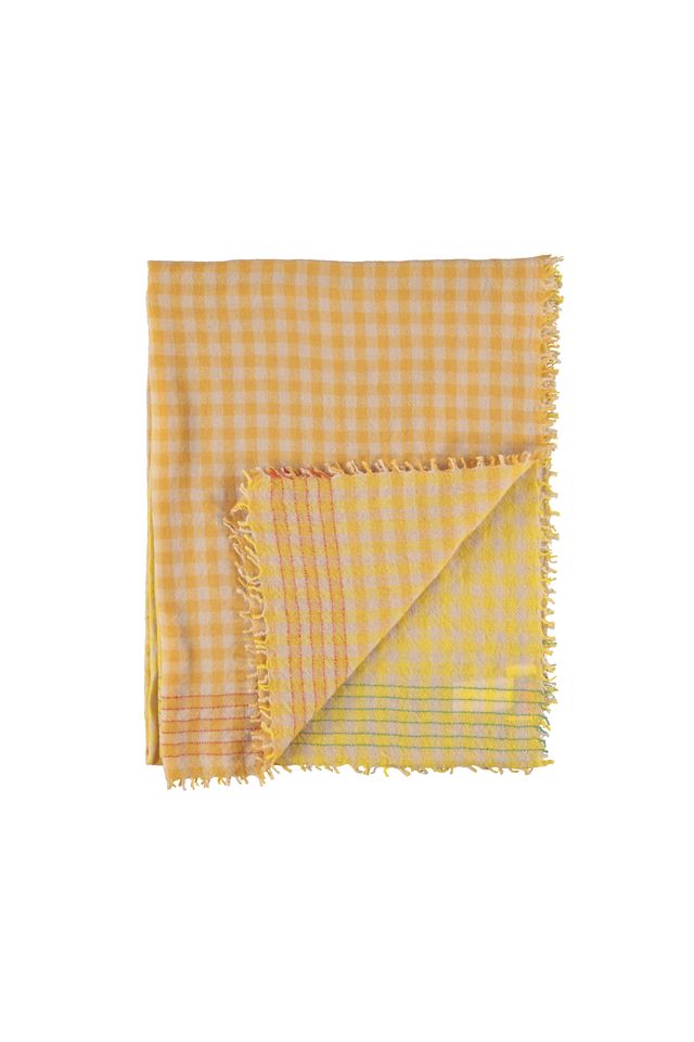SCARF YELLOW CHECKERED W/ CONTRASTING THREAD - Image 5