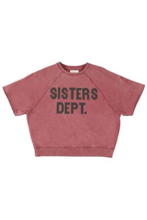 SHORT SLEEVE SWEATSHIRT BORDEAUX W/ "SISTERS DEPT" PRINT