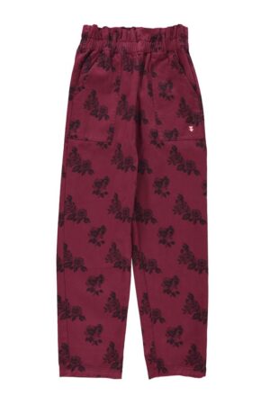 TROUSERS BORDEAUX W/ BLACK ROSES
