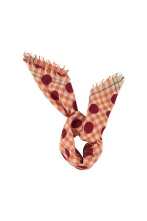 SCARF | ORANGE CHECKERED W/ POLKA DOTS
