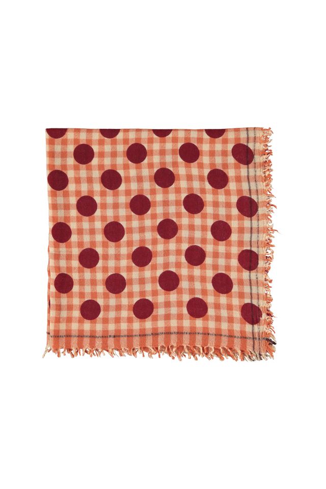 SCARF | ORANGE CHECKERED W/ POLKA DOTS - Image 3