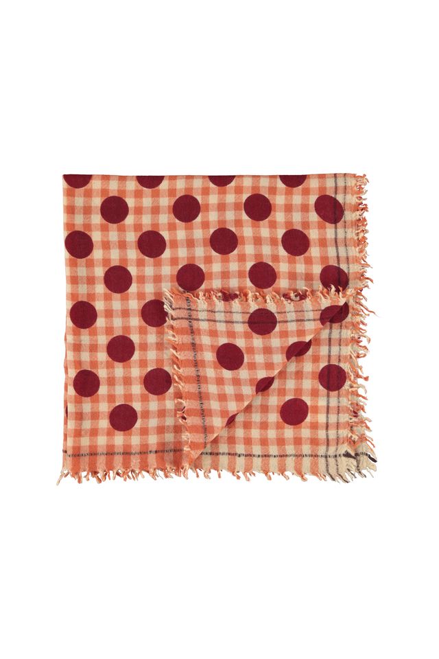 SCARF | ORANGE CHECKERED W/ POLKA DOTS - Image 4