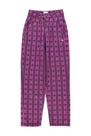 TROUSERS FUCHSIA W/ FLORAL STRIPES
