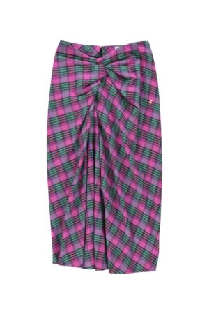 LONG WRAP SKIRT FUSCHIA & GREEN CHECKERED