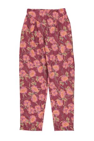 TROUSERS BORDEAUX W/ MULTICOLOR FLOWERS