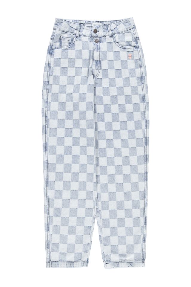 TROUSERS BLUE CHECKERED DENIM
