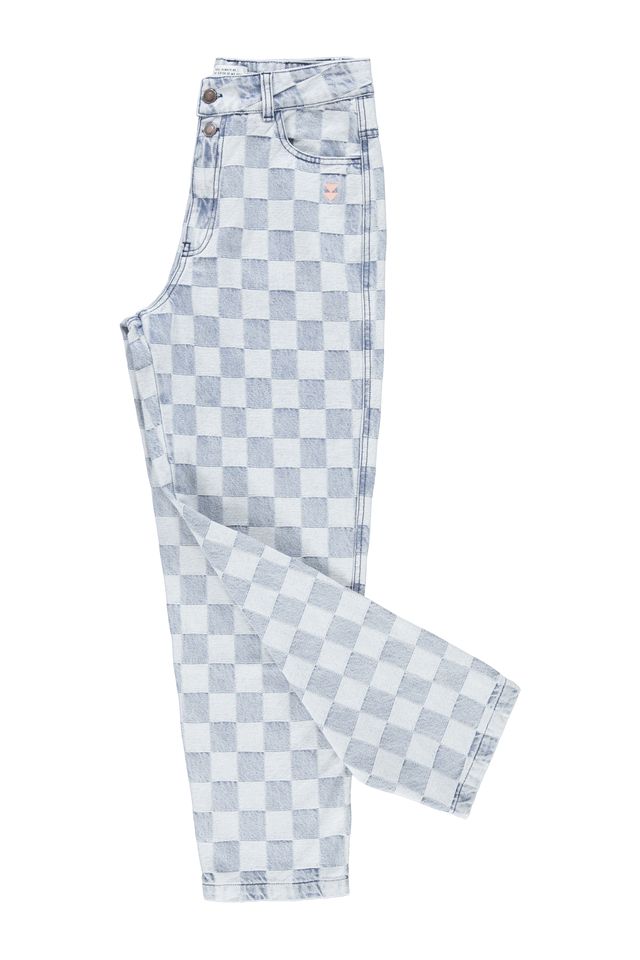 TROUSERS BLUE CHECKERED DENIM - Image 4