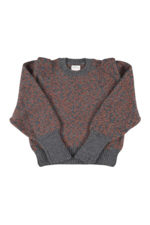 KNITTED SOFT SWEATER DARK GREY W/ ANIMAL PRINT