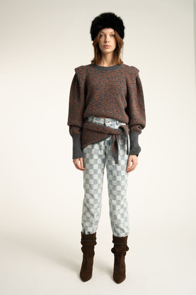 TROUSERS BLUE CHECKERED DENIM - Image 2