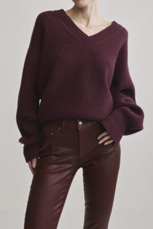 Robbie Oversized V-Neck Sweater Bordeaux