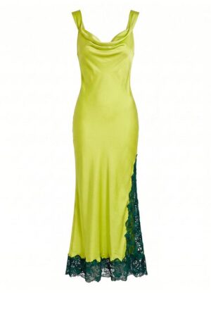 Cowl Neck Applique Slip Dress - Citrus