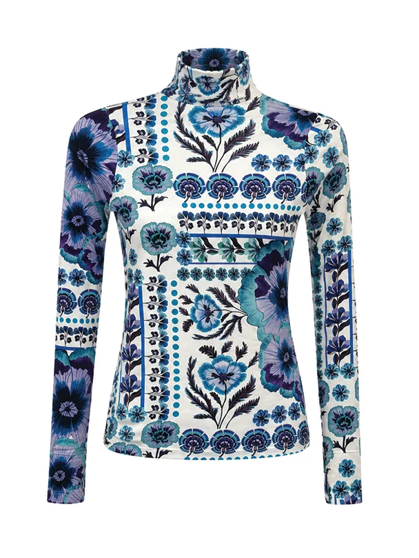 Viento Turtleneck - Antique Floral Blue - Image 5