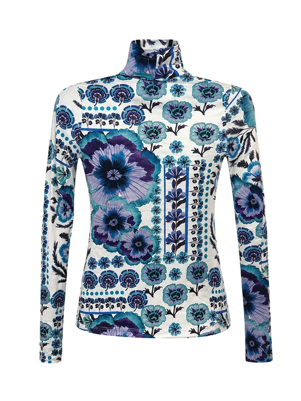 Viento Turtleneck - Antique Floral Blue