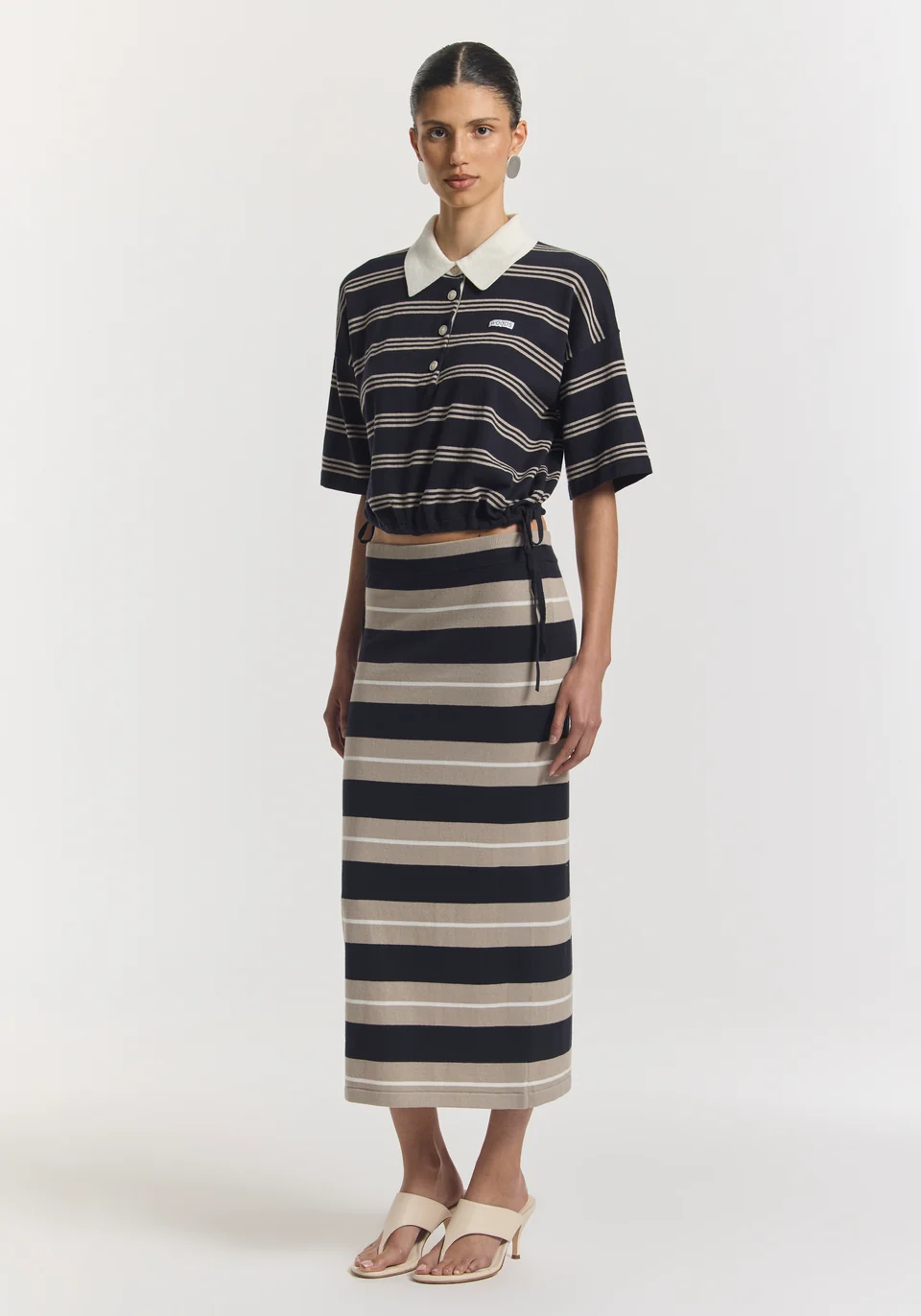 Global Skirt - Navy & Ecru Stripe - Image 4