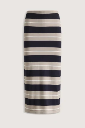 Global Skirt - Navy & Ecru Stripe