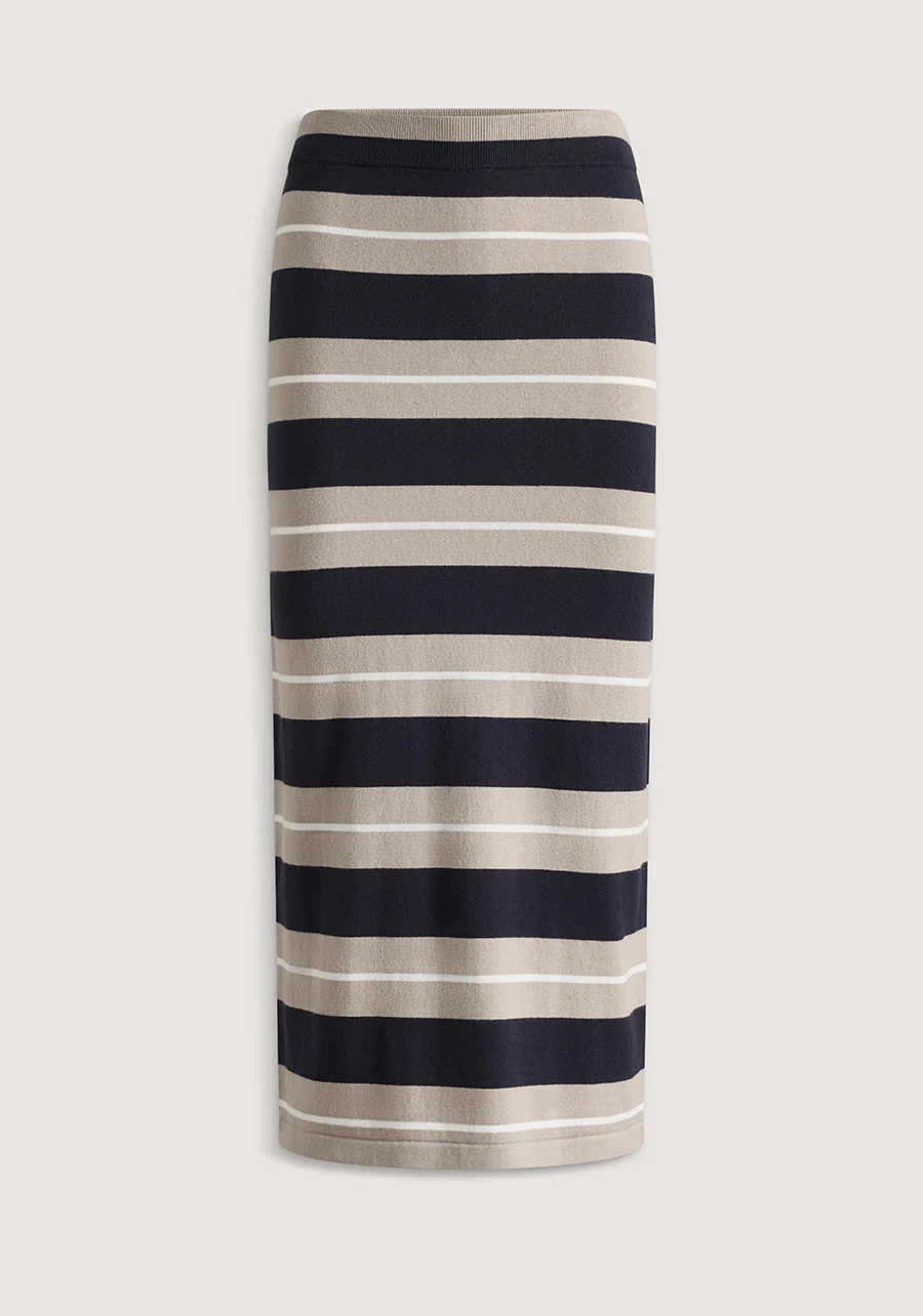 Global Skirt - Navy & Ecru Stripe