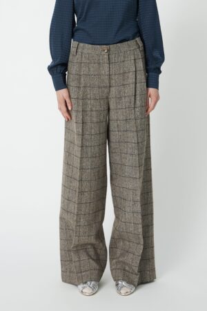 Oversized Low-Waist Suiting Pants Warm Grey Mèlange