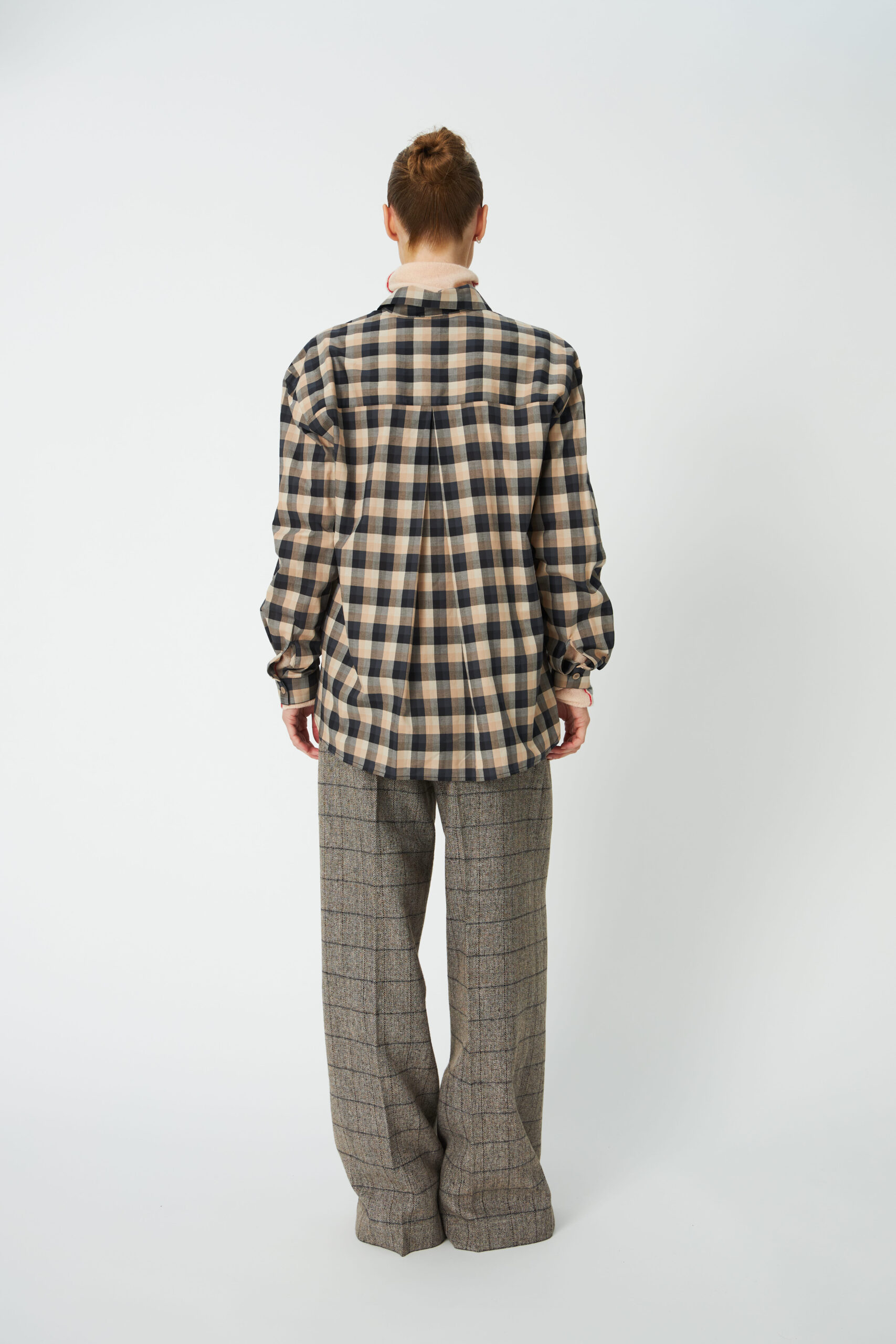 Oversized Low-Waist Suiting Pants Warm Grey Mèlange - Image 6