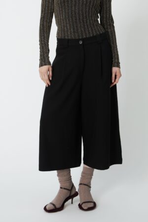 Cropped Midi Waist Pant Black