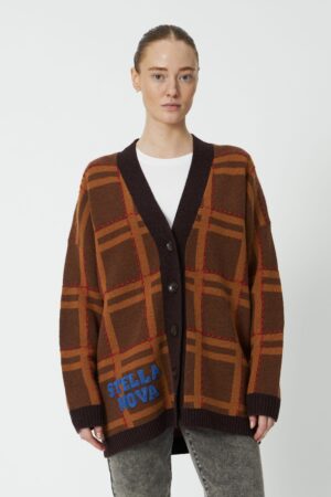 Oversized Cardigan in Wool Mix Brown