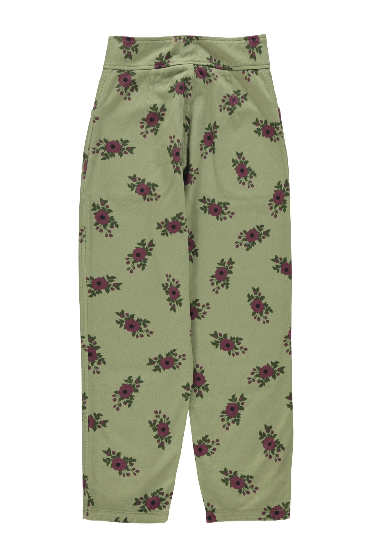 TROUSERS OLIVE GREEN W/ FLOWERS - Image 3