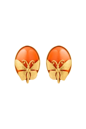 Farfalla Button Earrings Orange